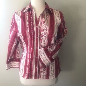 Red and White striped blouse